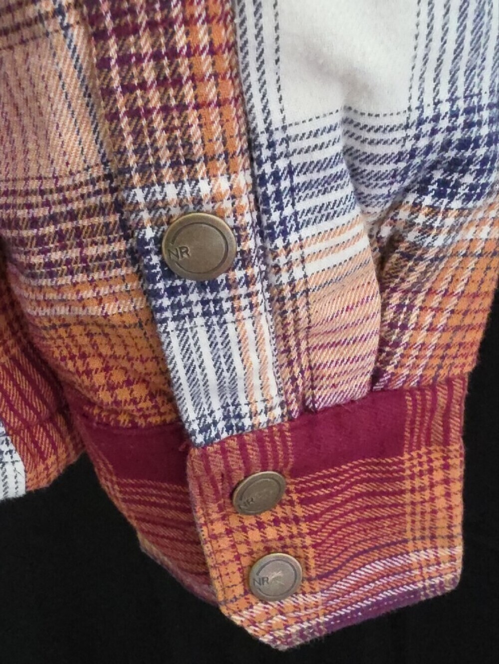 Natural Reflections Plaid Hooded Shirt Jacket - Red, Purple, Gray - Picture 5 of 15